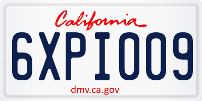 CA license plate 6XPI009