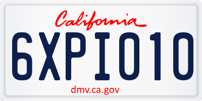 CA license plate 6XPI010