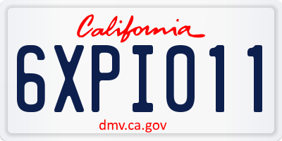 CA license plate 6XPI011