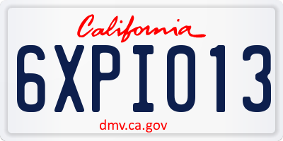 CA license plate 6XPI013