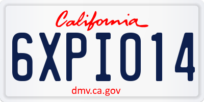 CA license plate 6XPI014
