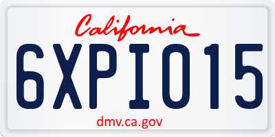 CA license plate 6XPI015