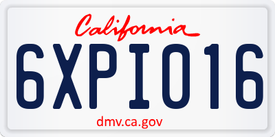CA license plate 6XPI016
