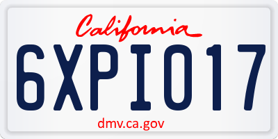 CA license plate 6XPI017
