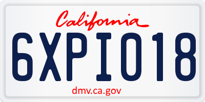 CA license plate 6XPI018