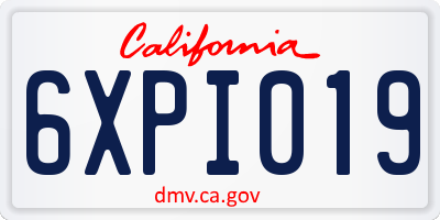 CA license plate 6XPI019