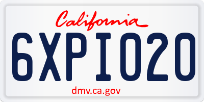 CA license plate 6XPI020