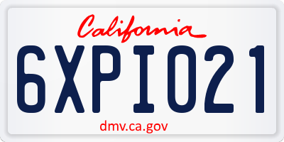 CA license plate 6XPI021