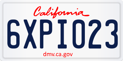 CA license plate 6XPI023