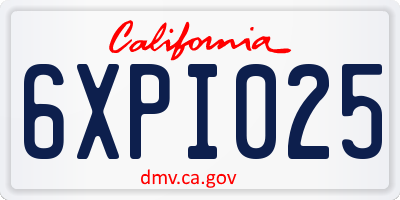 CA license plate 6XPI025