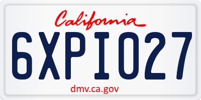 CA license plate 6XPI027
