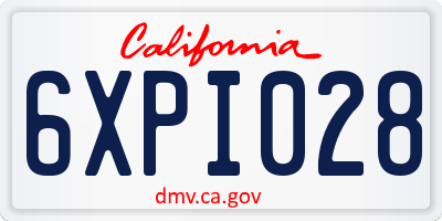 CA license plate 6XPI028