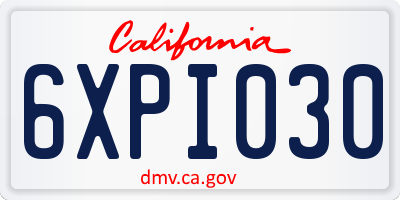 CA license plate 6XPI030