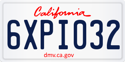 CA license plate 6XPI032