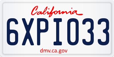 CA license plate 6XPI033