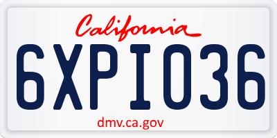 CA license plate 6XPI036