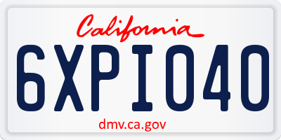 CA license plate 6XPI040