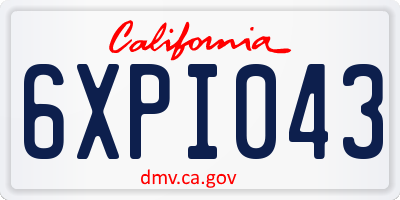 CA license plate 6XPI043