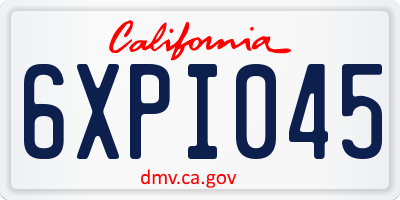 CA license plate 6XPI045