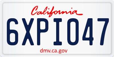 CA license plate 6XPI047