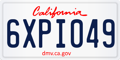 CA license plate 6XPI049