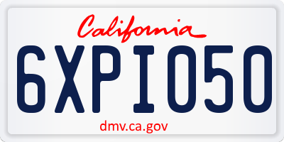 CA license plate 6XPI050
