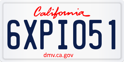 CA license plate 6XPI051