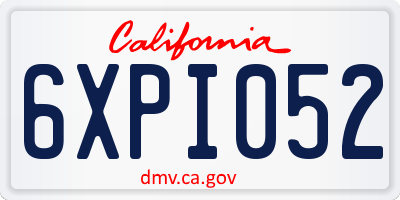 CA license plate 6XPI052