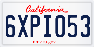CA license plate 6XPI053
