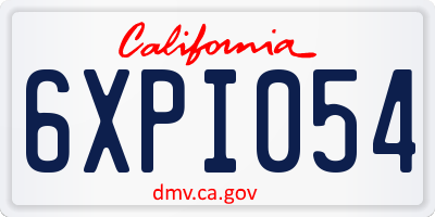 CA license plate 6XPI054