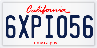 CA license plate 6XPI056