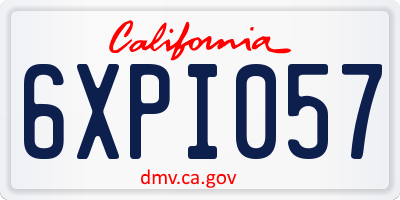 CA license plate 6XPI057