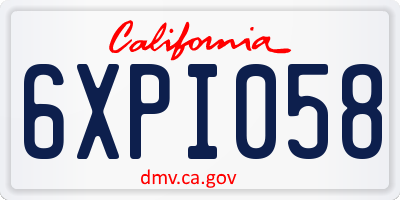 CA license plate 6XPI058