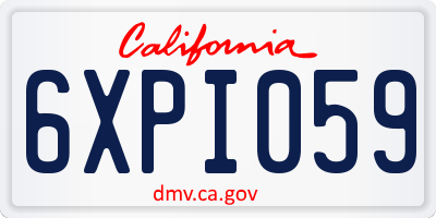 CA license plate 6XPI059