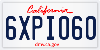 CA license plate 6XPI060
