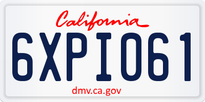 CA license plate 6XPI061