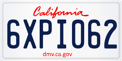 CA license plate 6XPI062