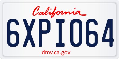 CA license plate 6XPI064