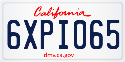CA license plate 6XPI065