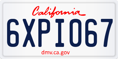 CA license plate 6XPI067