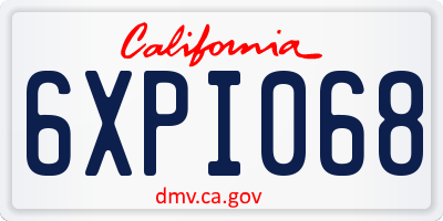 CA license plate 6XPI068