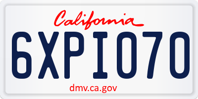 CA license plate 6XPI070
