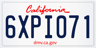 CA license plate 6XPI071