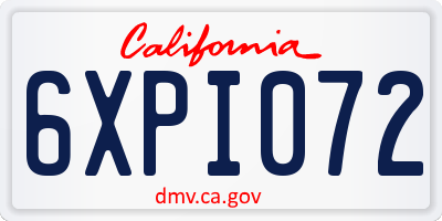CA license plate 6XPI072