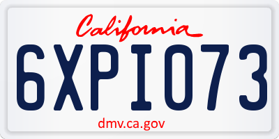 CA license plate 6XPI073