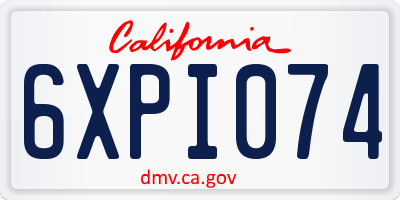 CA license plate 6XPI074