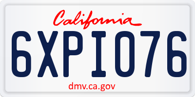 CA license plate 6XPI076