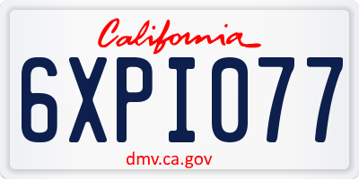 CA license plate 6XPI077