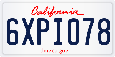 CA license plate 6XPI078