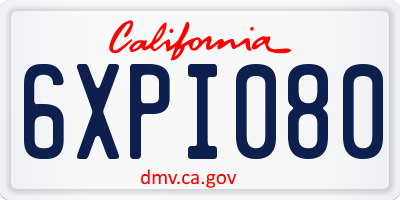 CA license plate 6XPI080